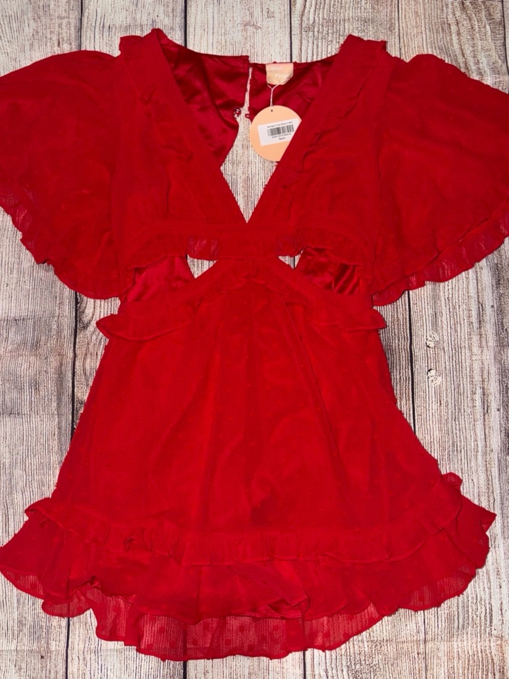Red Backless Ruffle Mini Dress - Unbranded